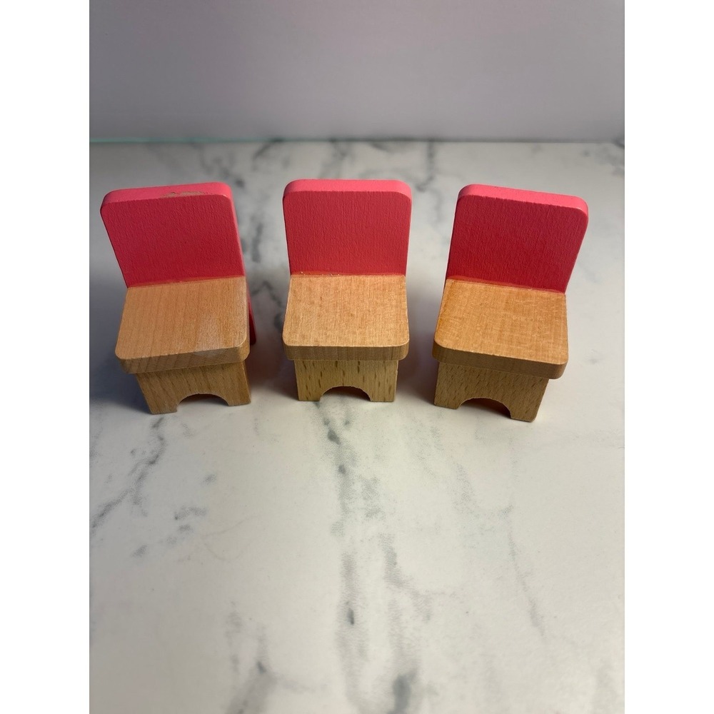 Wooden Miniature Dollhouse Dining Room Table with Chairs - Picture 3 of 9